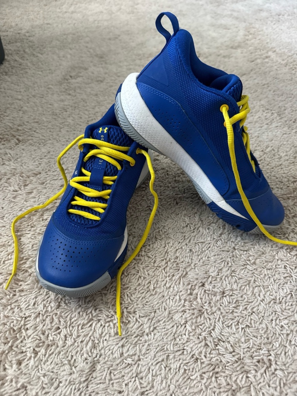 Stephen Curry Under Armour Royal Blue Kids Sneakers with Yellow Laces